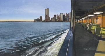 マンハッタンを望むスタテン島フェリー上 モダン Oil Paintings